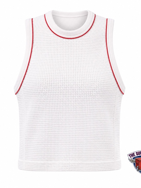 all in motion Tops - all in motion White Tank Top with Red Trim